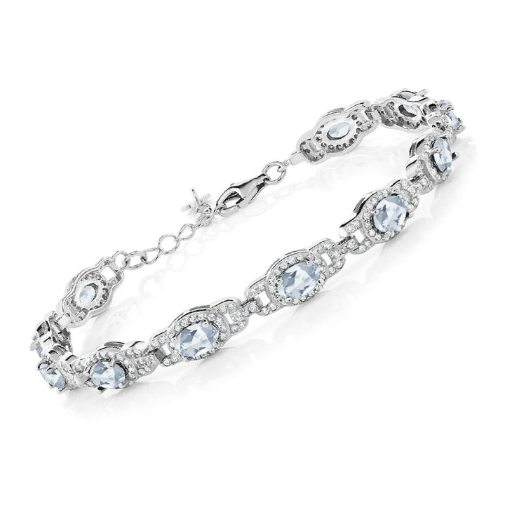7-14 Cttw Oval Gemstone Birthstone Tennis Bracelet For Women | 925 Sterling Silver | Oval 6X4MM | 7 Inch With 1 Inch Extender | Fine Jewelry Gifts for Women Her Mom Wife