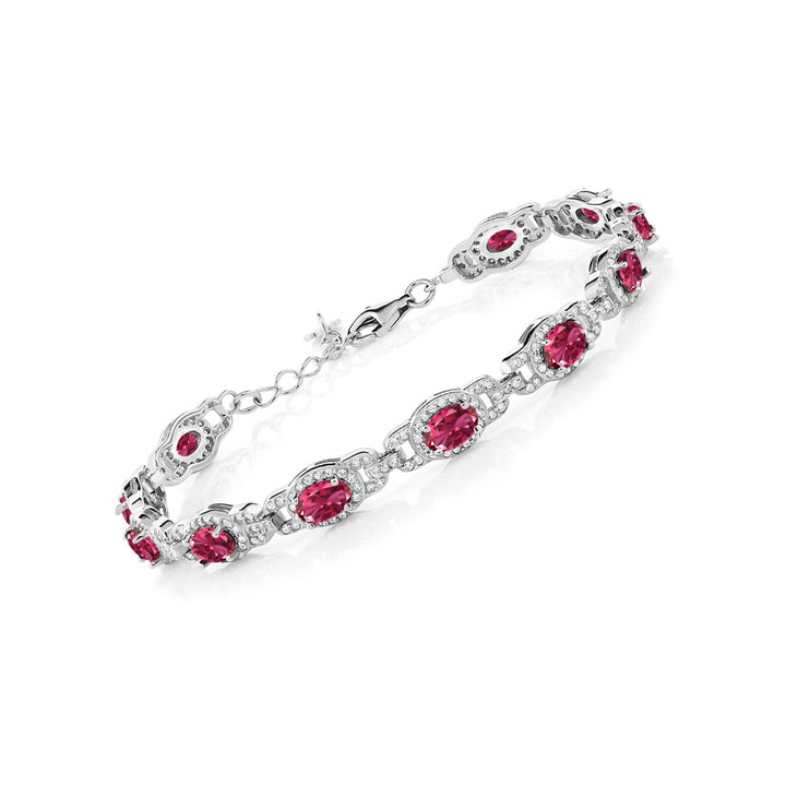 7-14 Cttw Oval Gemstone Birthstone Tennis Bracelet For Women | 925 Sterling Silver | Oval 6X4MM | 7 Inch With 1 Inch Extender | Fine Jewelry Gifts for Women Her Mom Wife