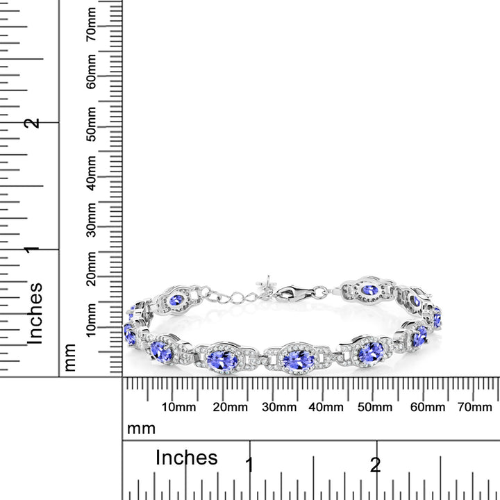 925 Sterling Silver Blue Tanzanite Tennis Bracelet For Women (8.55 Cttw, Gemstone Birthstone, 7 Inch with 1 Inch Extender)