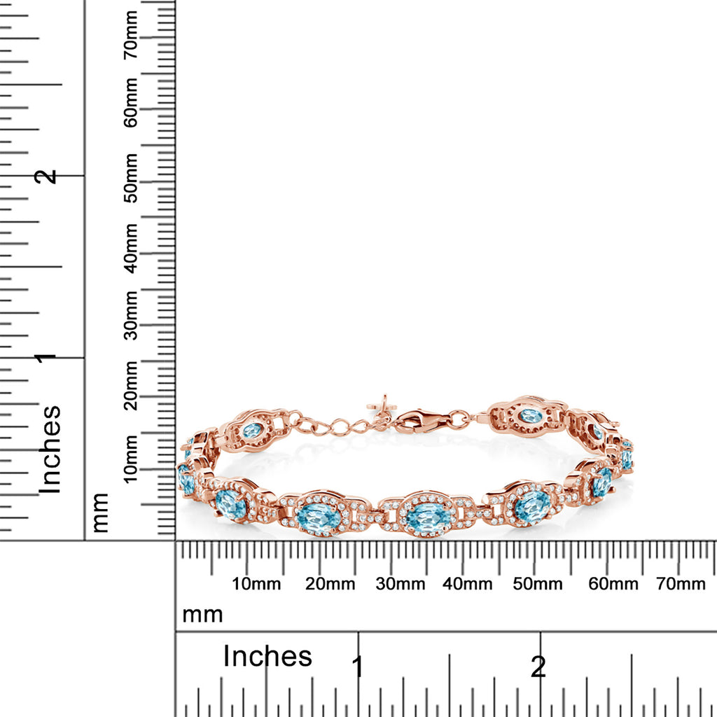 Blue Zircon_Bracelet in 925 Rose Gold Plated Silver