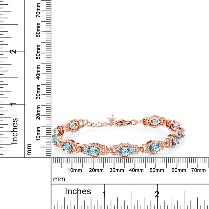 Blue Zircon_Bracelet in 18K Rose Gold Plated Silver