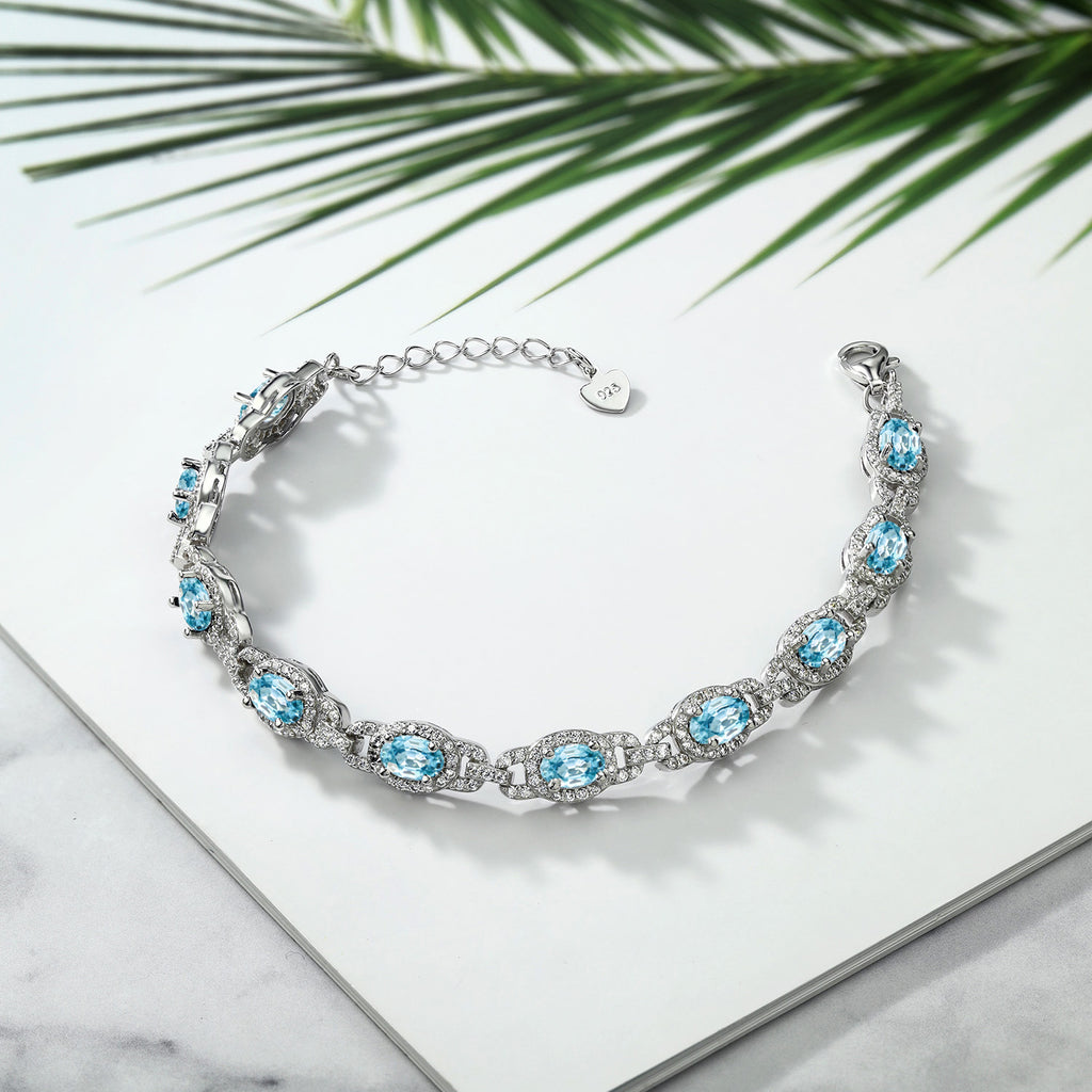 Blue Zircon_Bracelet in 925 Sterling Silver