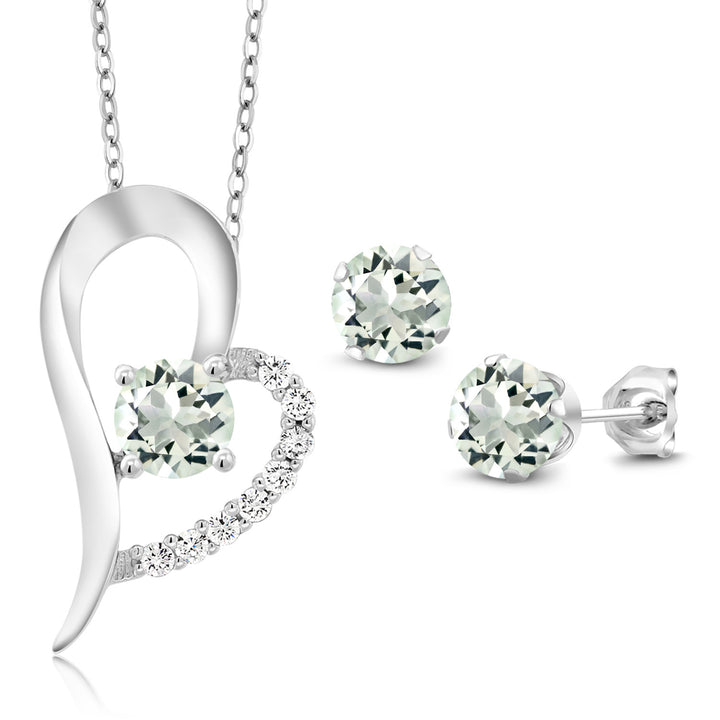Prasiolite_Pendant Earrings Set in 925 Sterling Silver