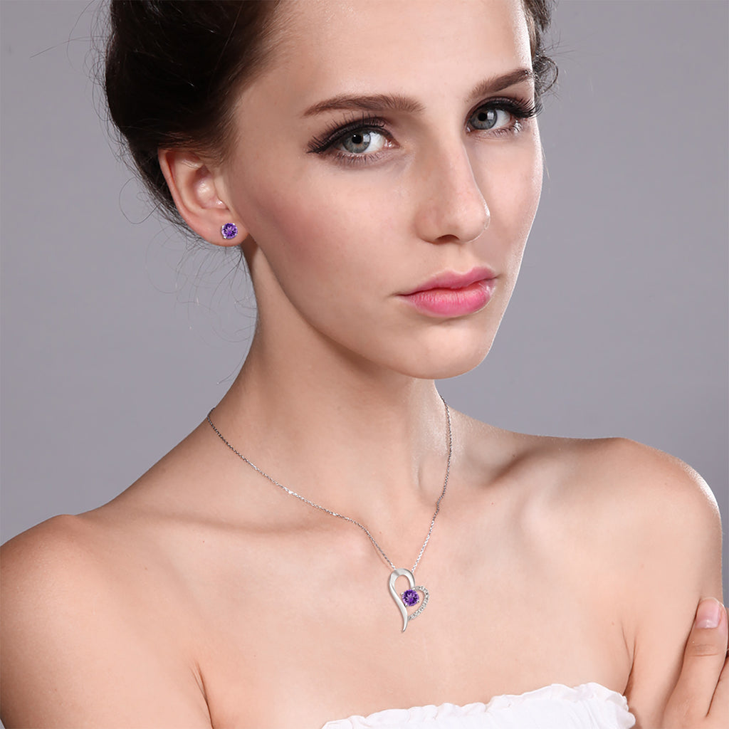 Amethyst - February_Pendant Earrings Set in 925 Sterling Silver