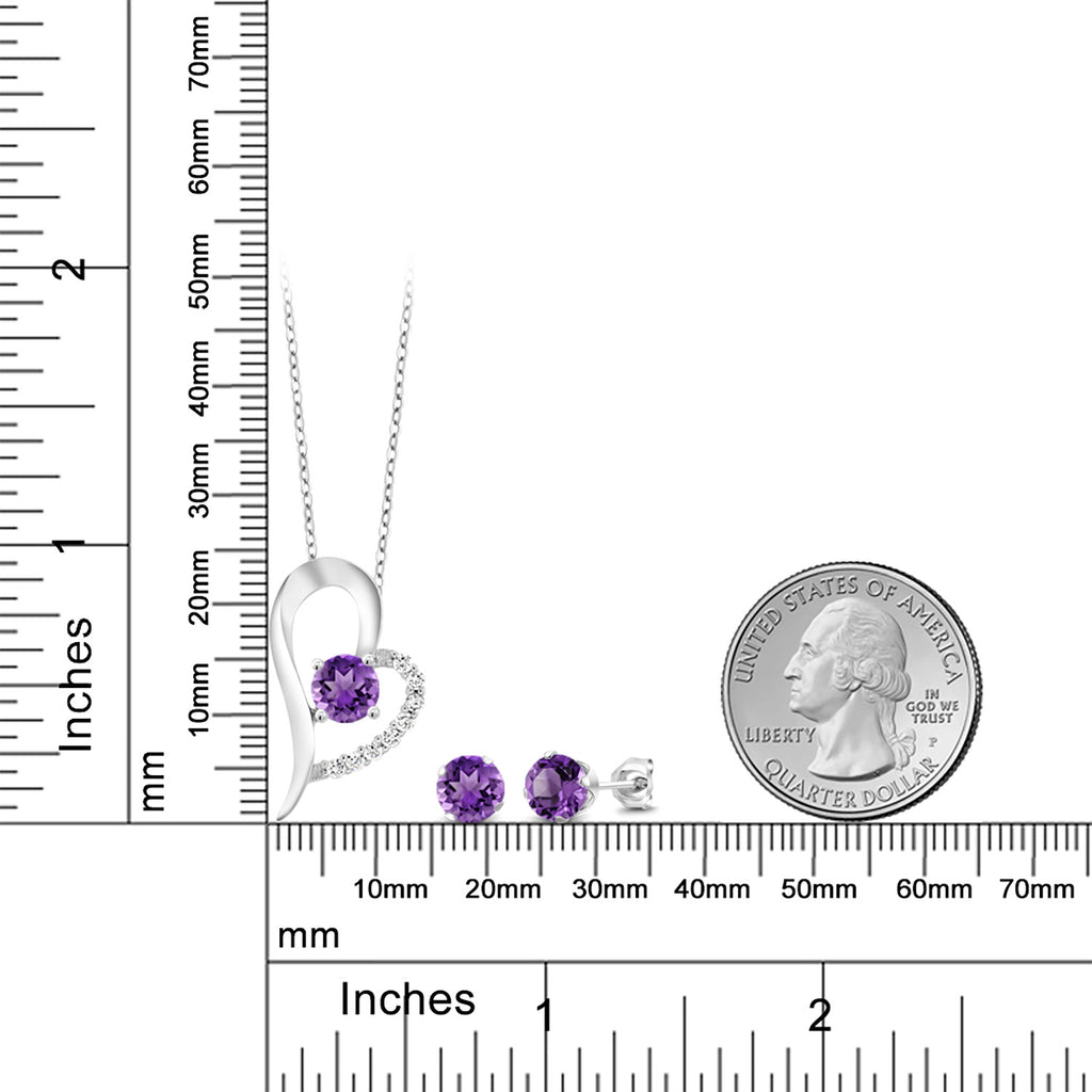 Amethyst - February_Pendant Earrings Set in 925 Sterling Silver