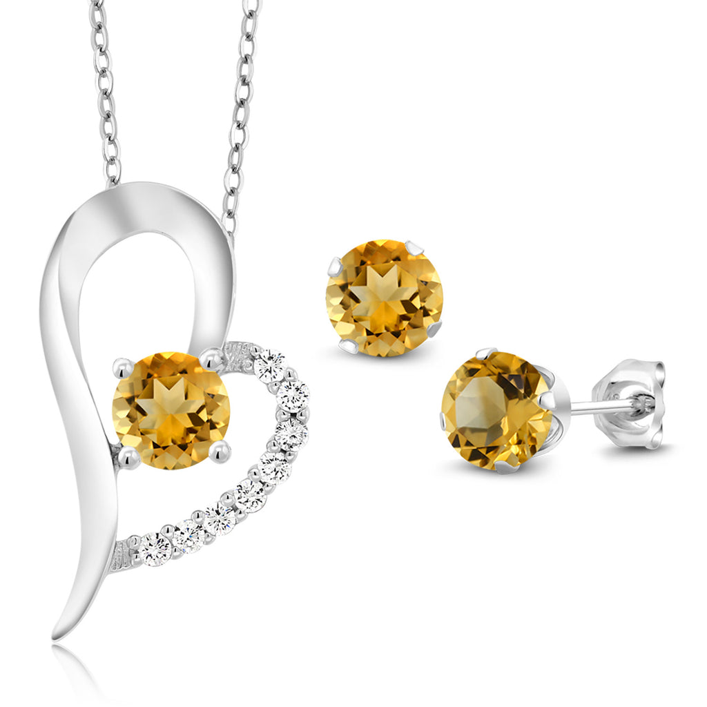 Citrine - November_Pendant Earrings Set in 925 Sterling Silver