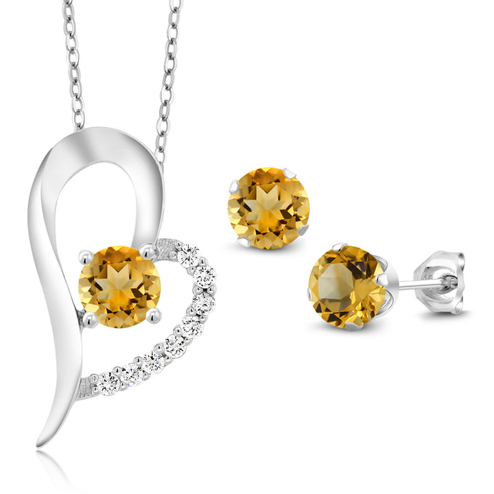 Citrine - November_Pendant Earrings Set in 925 Sterling Silver