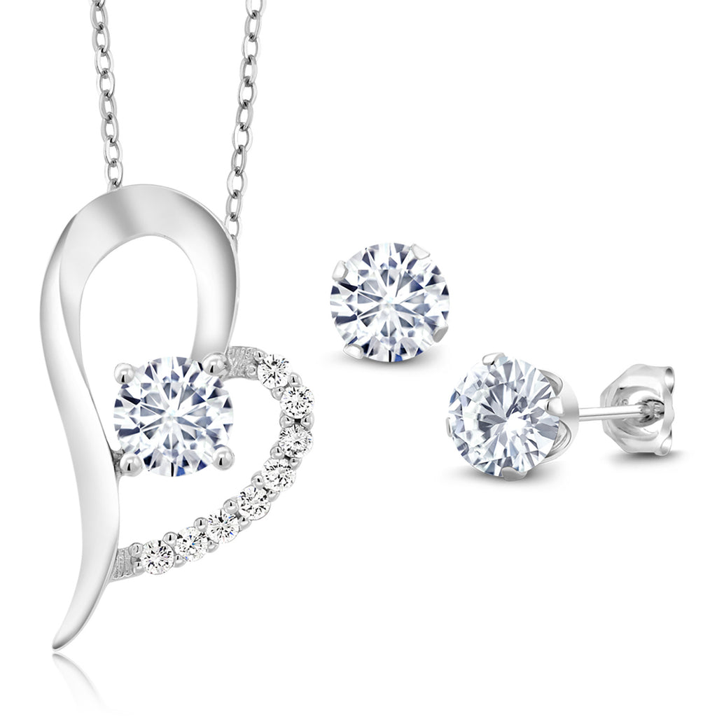 Moissanite - April_Pendant Earrings Set in 925 Sterling Silver