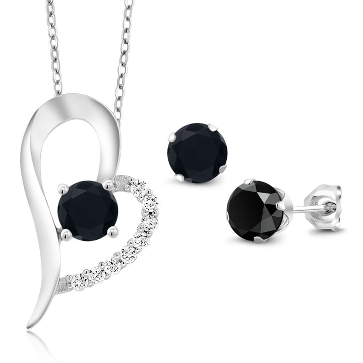 Onyx - December_Pendant Earrings Set in 925 Sterling Silver