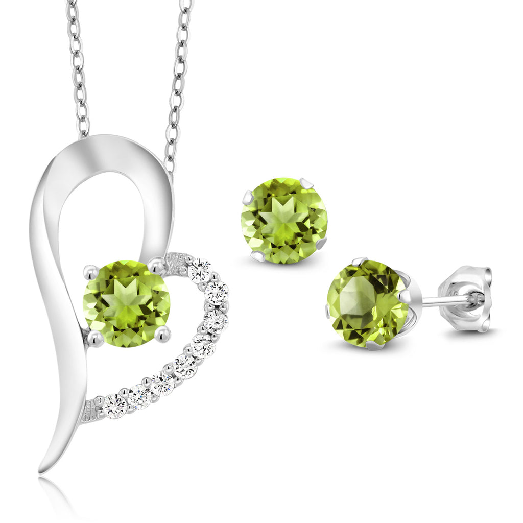 Peridot - August_Pendant Earrings Set in 925 Sterling Silver