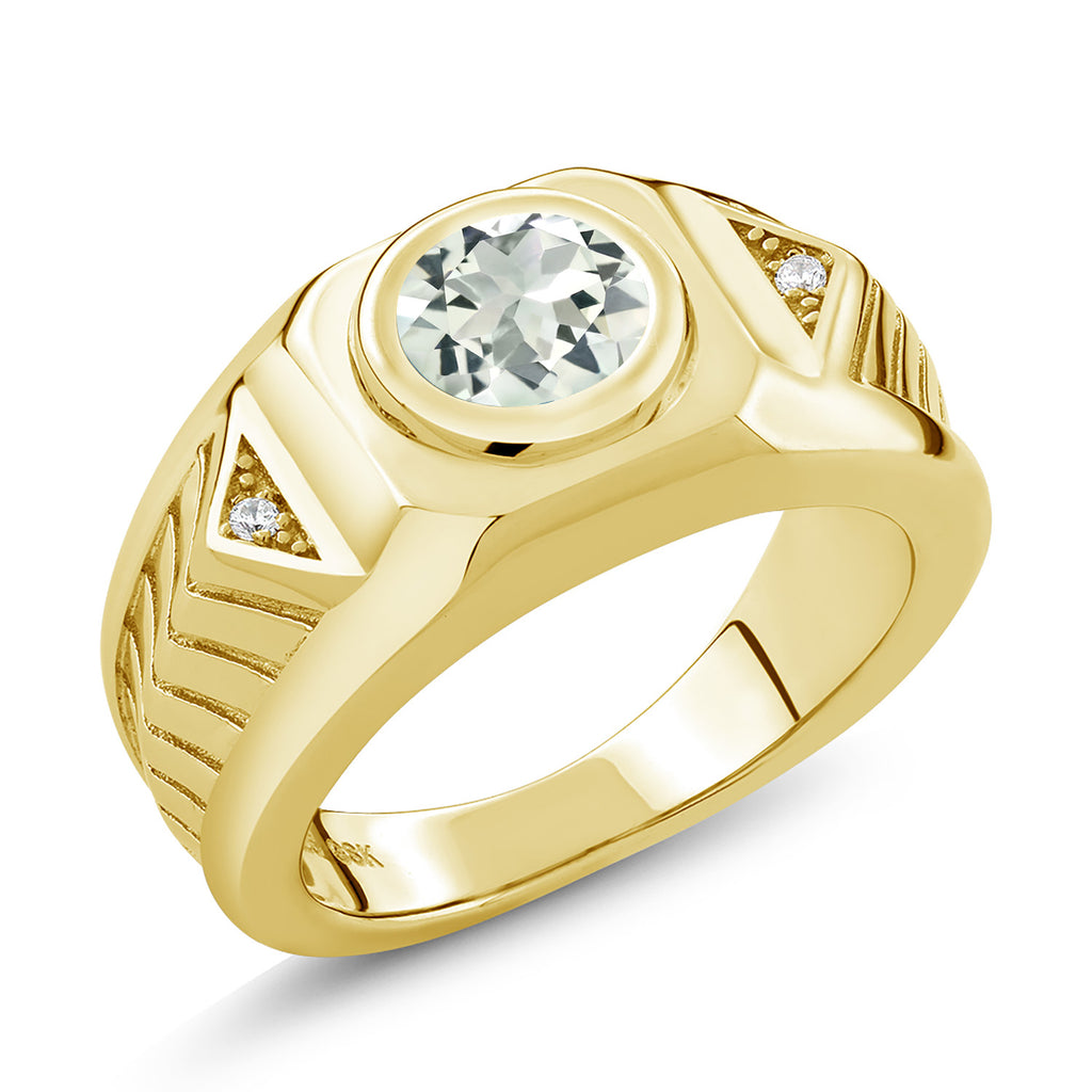 Prasiolite_12_Ring in 925 Yellow Gold Plated Silver