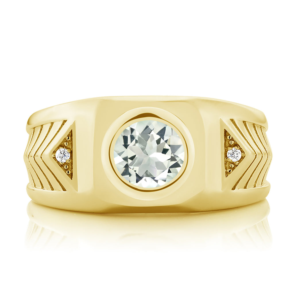 Prasiolite_10_Ring in 925 Yellow Gold Plated Silver