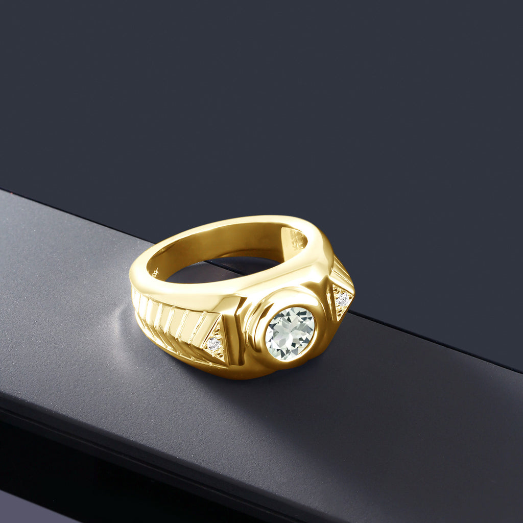 Prasiolite_10_Ring in 925 Yellow Gold Plated Silver