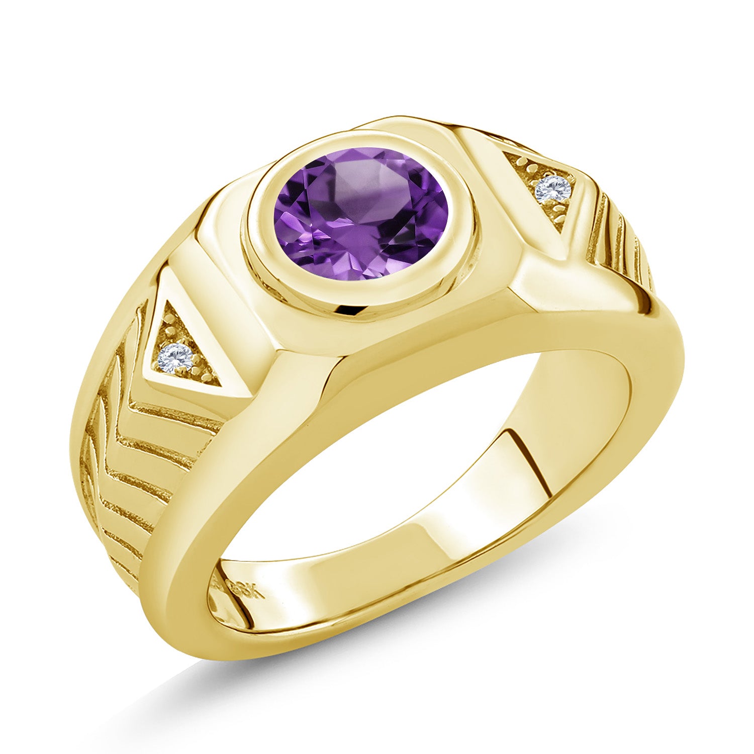 Amethyst - February_7_Ring in 925 Yellow Gold Plated Silver