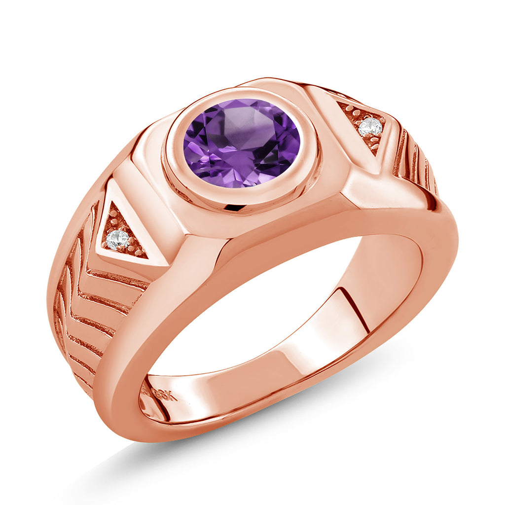 Amethyst - February_8_Ring in 925 Rose Gold Plated Silver