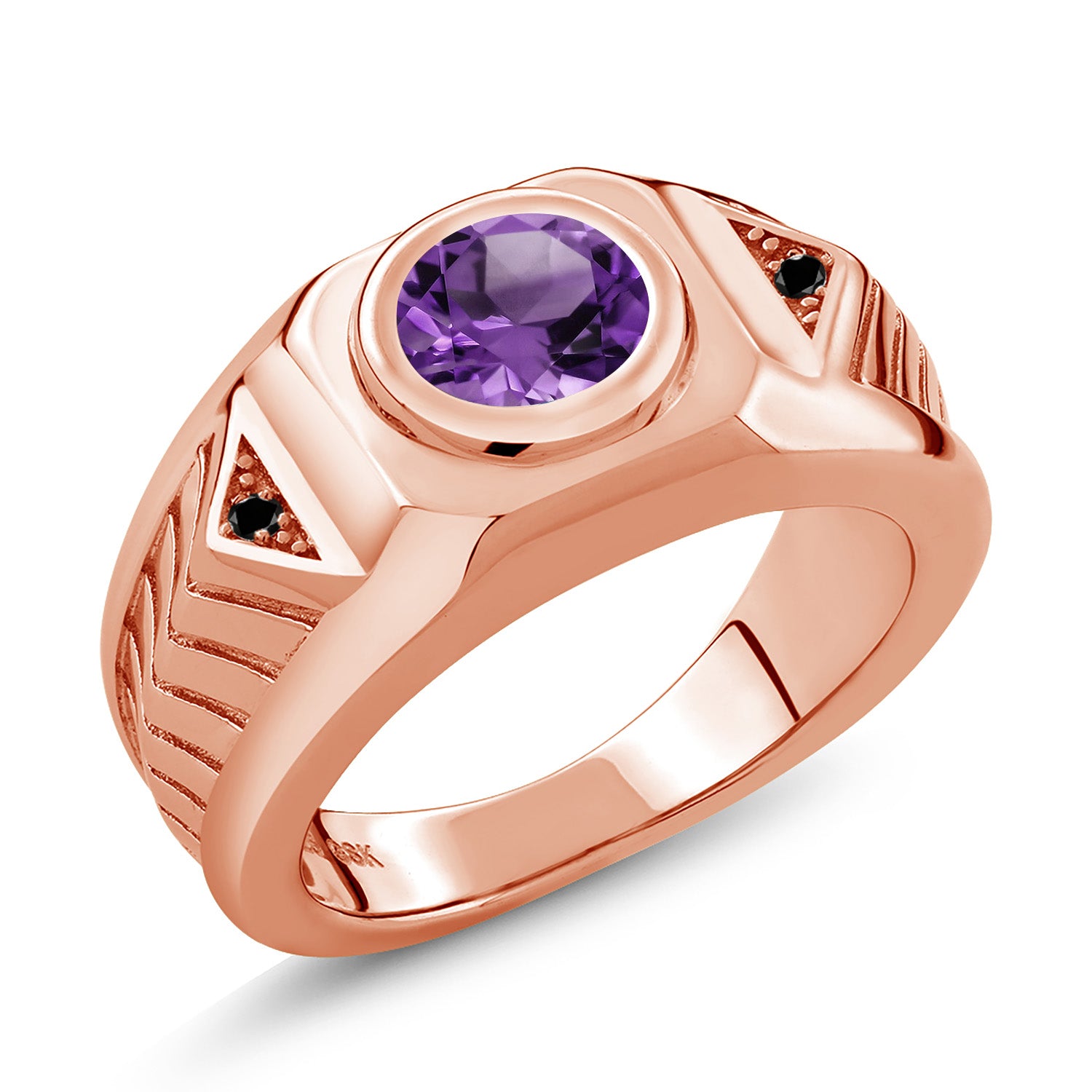 Amethyst - February_10_Ring in 925 Rose Gold Plated Silver