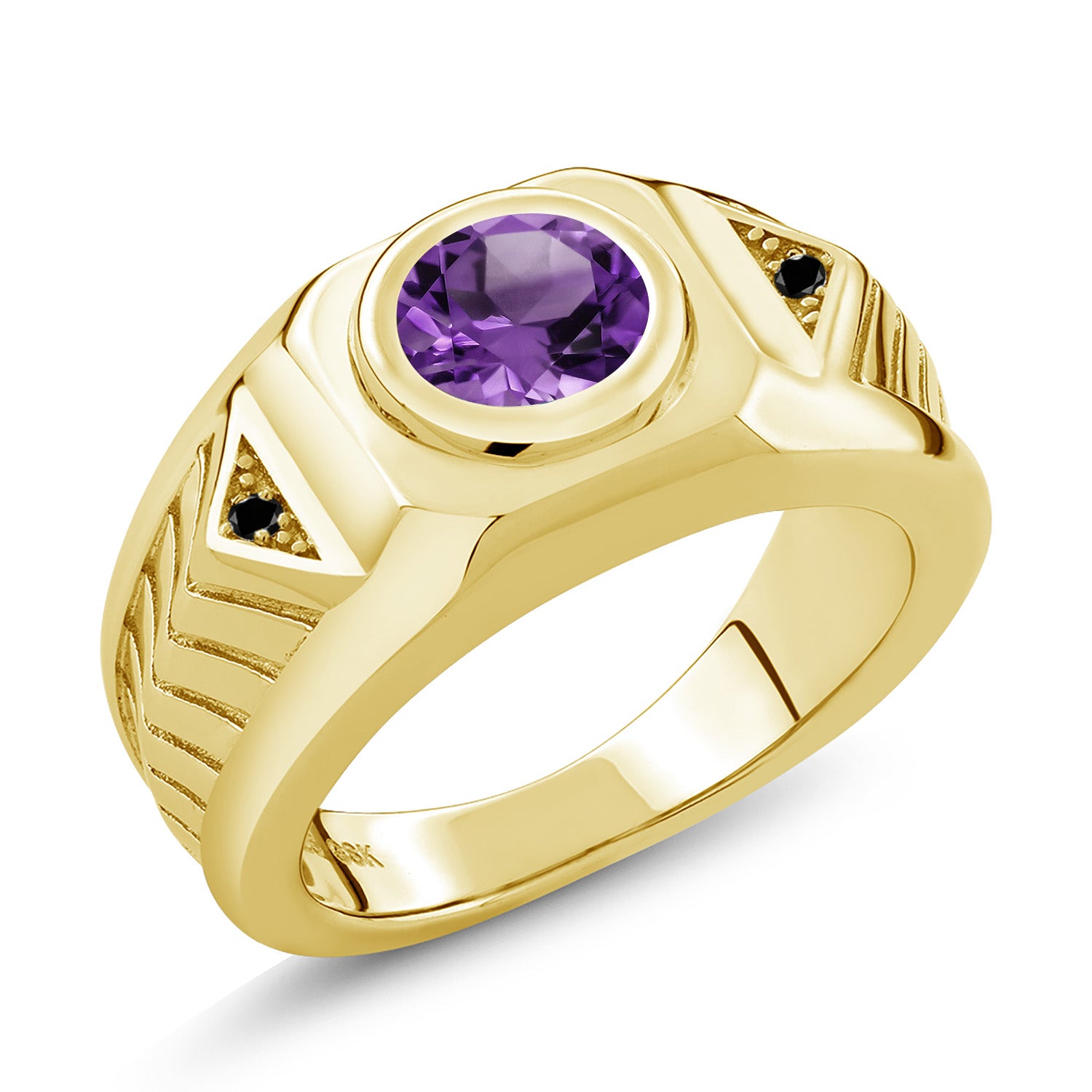 Amethyst - February_8_Ring in 925 Yellow Gold Plated Silver