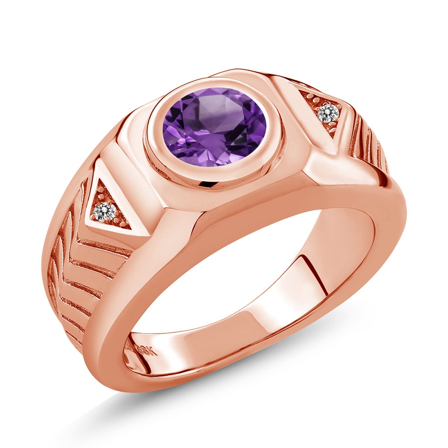 Amethyst - February_13_Ring in 925 Rose Gold Plated Silver