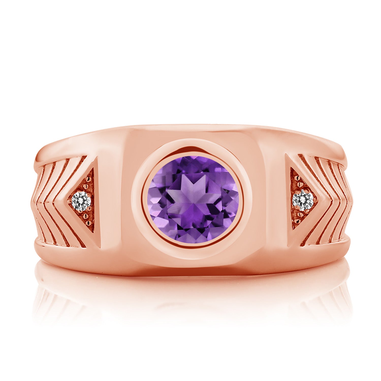 Amethyst - February_10_Ring in 925 Rose Gold Plated Silver