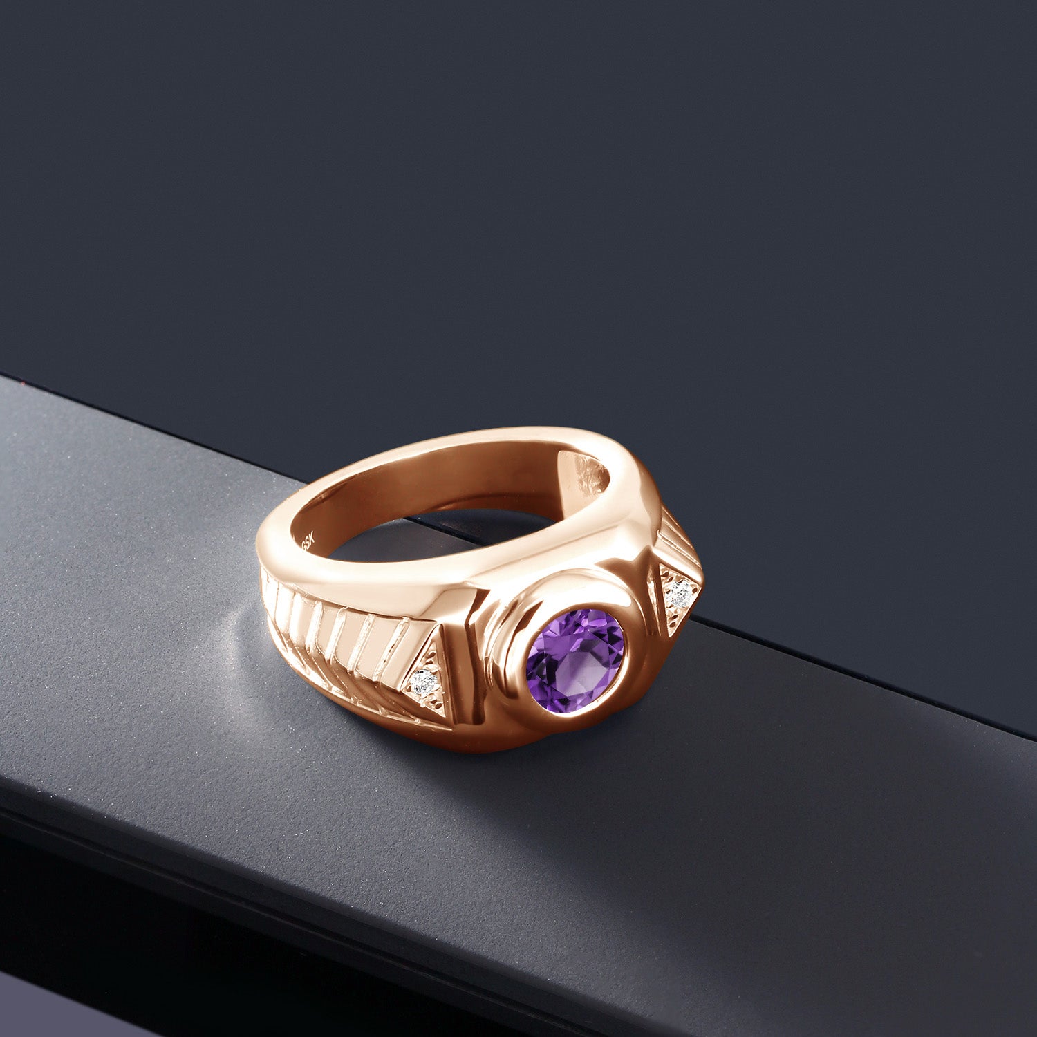 Amethyst - February_10_Ring in 925 Rose Gold Plated Silver