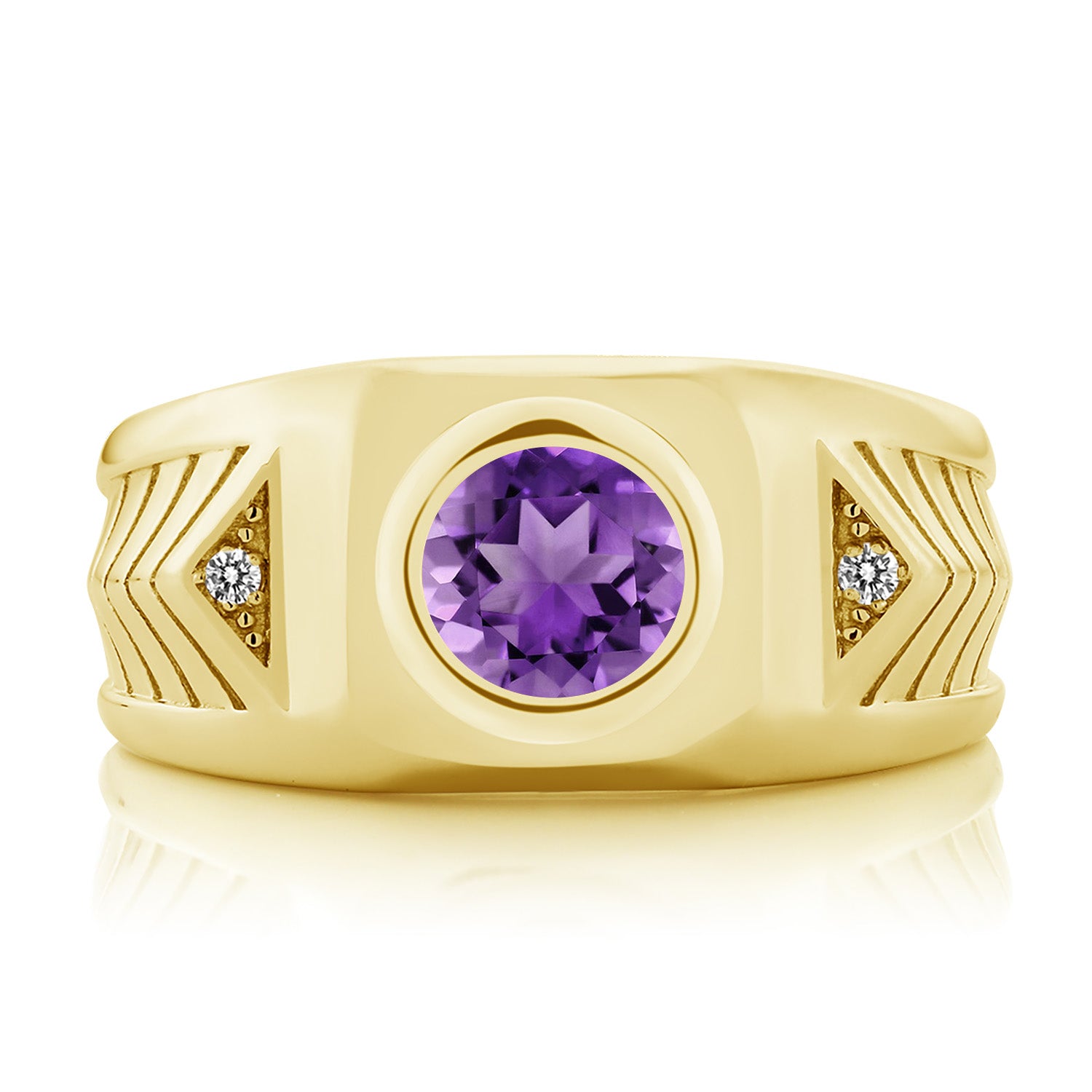 Amethyst - February_10_Ring in 925 Yellow Gold Plated Silver