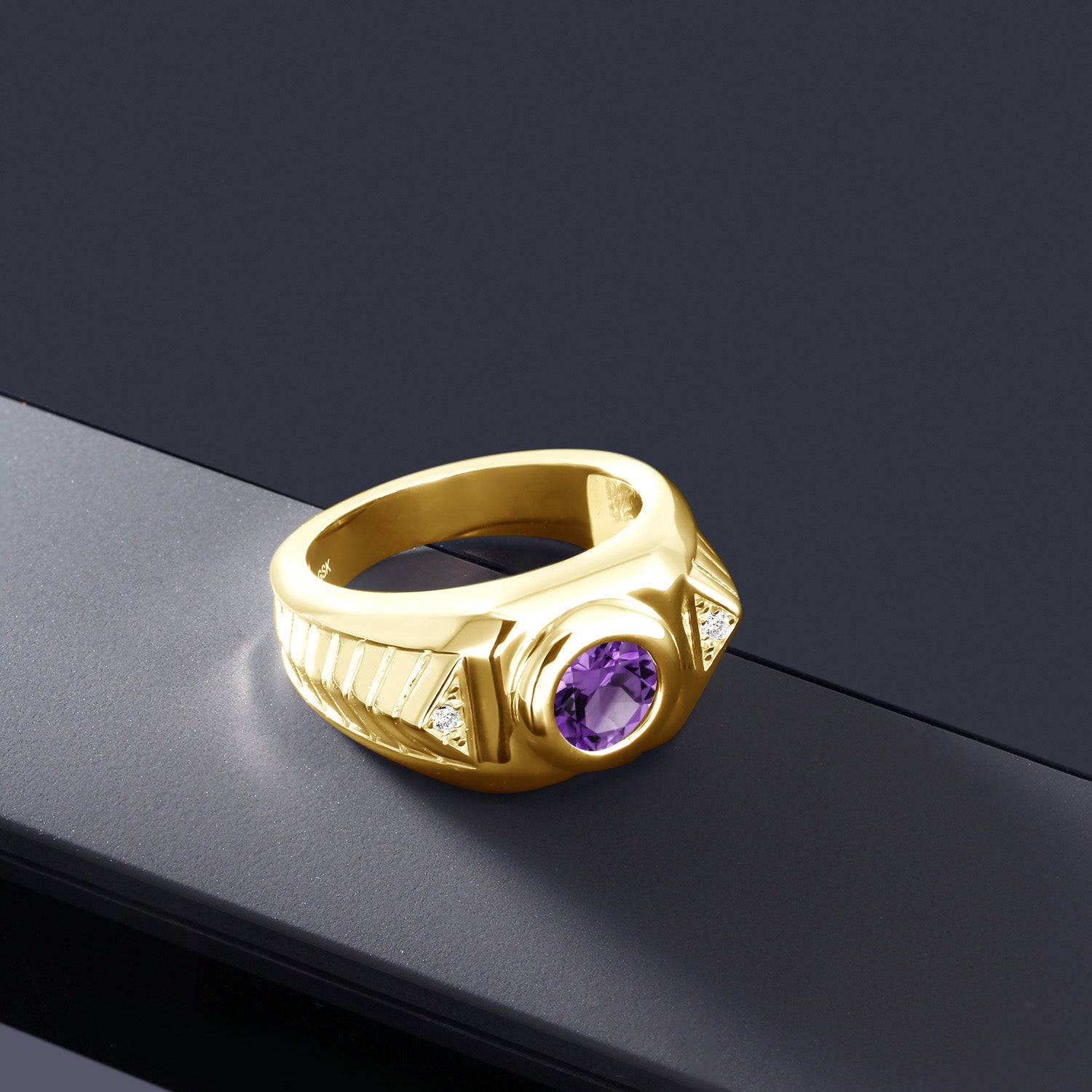Amethyst - February_10_Ring in 925 Yellow Gold Plated Silver