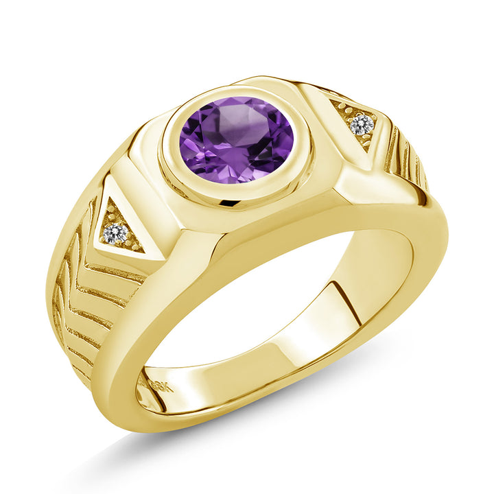 Amethyst - February_12_Ring in 925 Yellow Gold Plated Silver