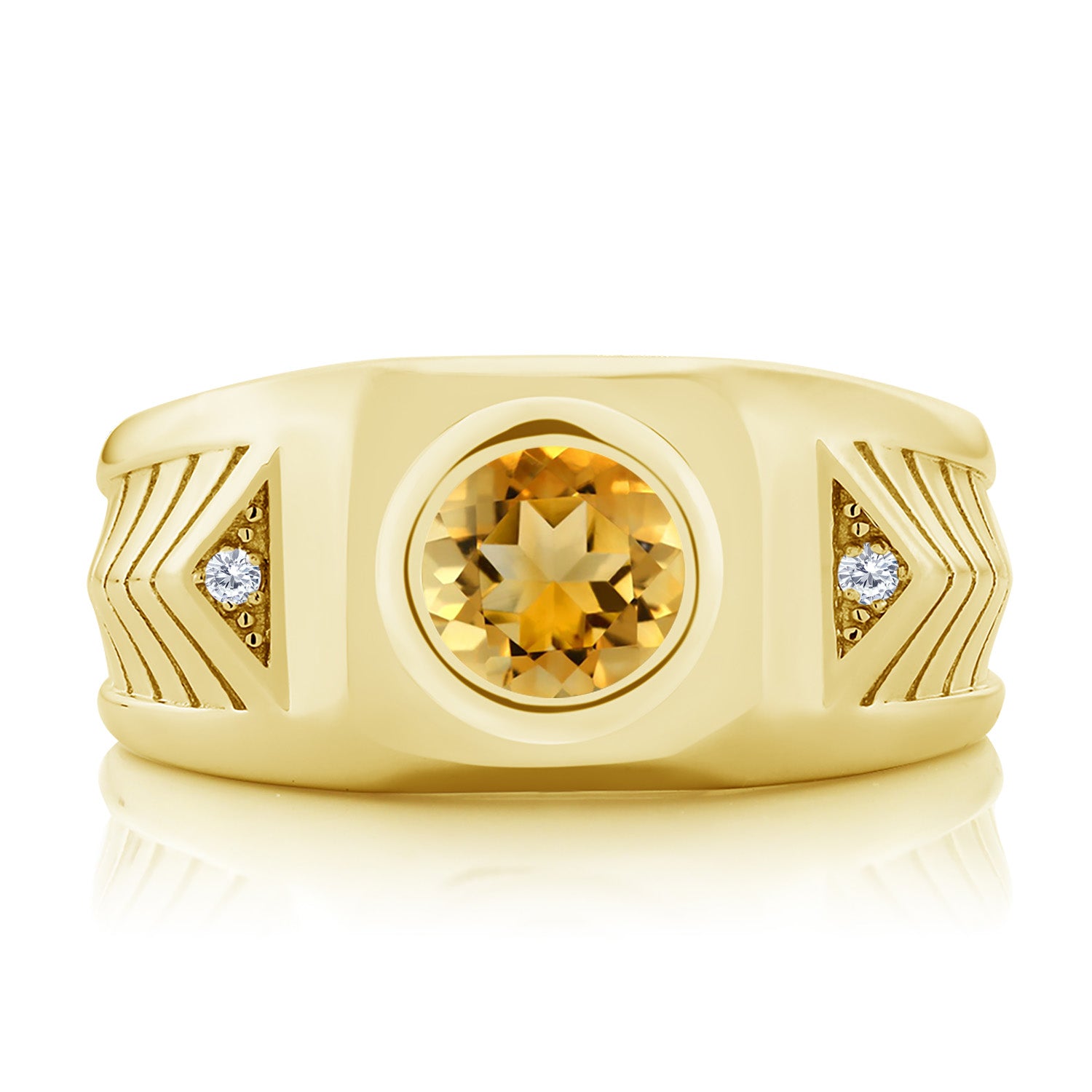 Citrine - November_10_Ring in 925 Yellow Gold Plated Silver