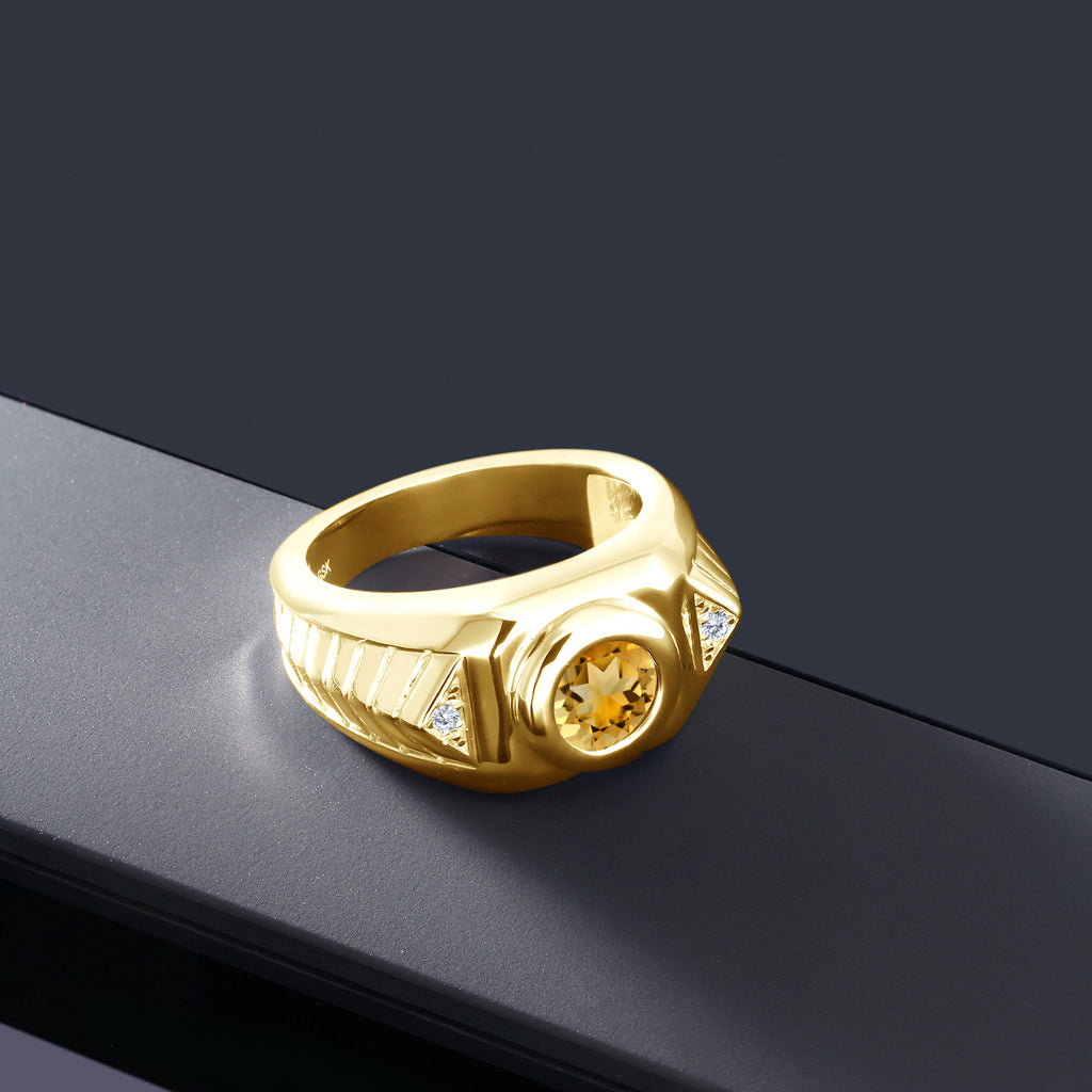 Citrine - November_10_Ring in 925 Yellow Gold Plated Silver
