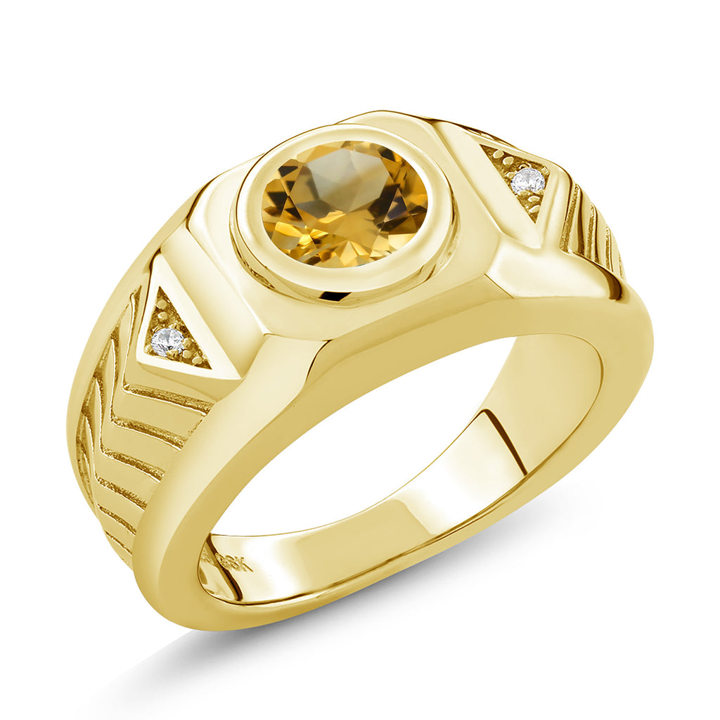 Citrine - November_11_Ring in 925 Yellow Gold Plated Silver