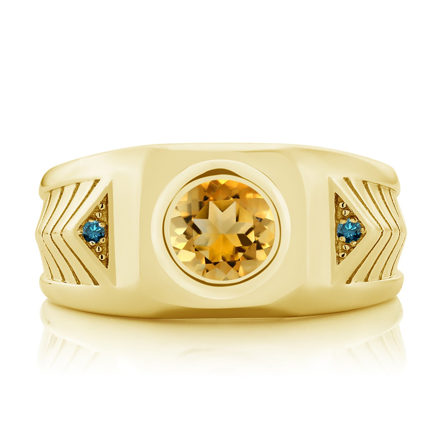 Citrine - November_10_Ring in 925 Yellow Gold Plated Silver