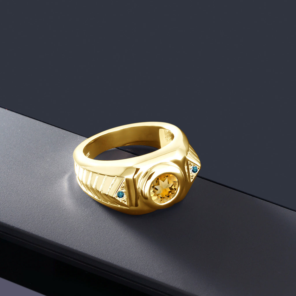 Citrine - November_10_Ring in 925 Yellow Gold Plated Silver