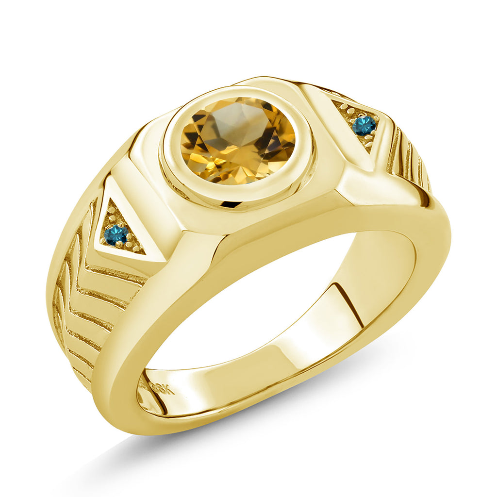 Citrine - November_8_Ring in 925 Yellow Gold Plated Silver