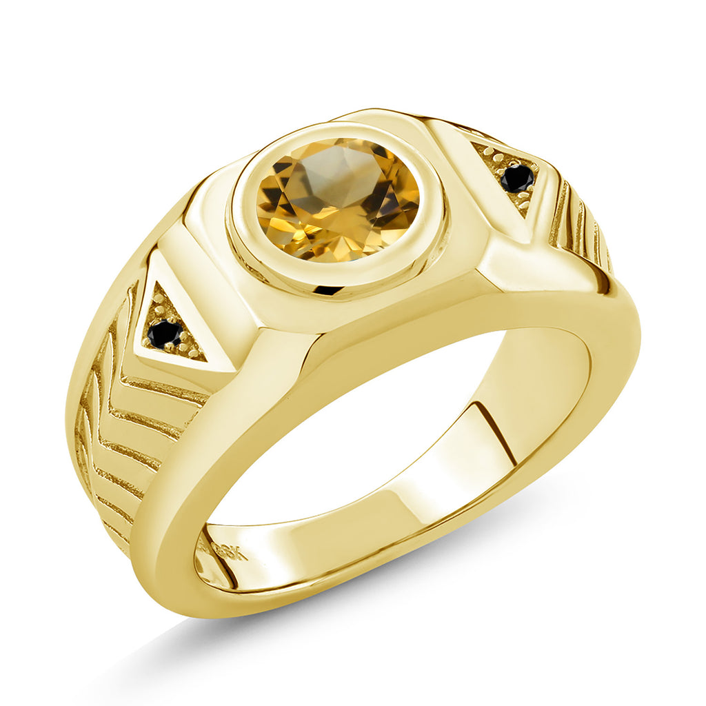 Citrine - November_7_Ring in 925 Yellow Gold Plated Silver