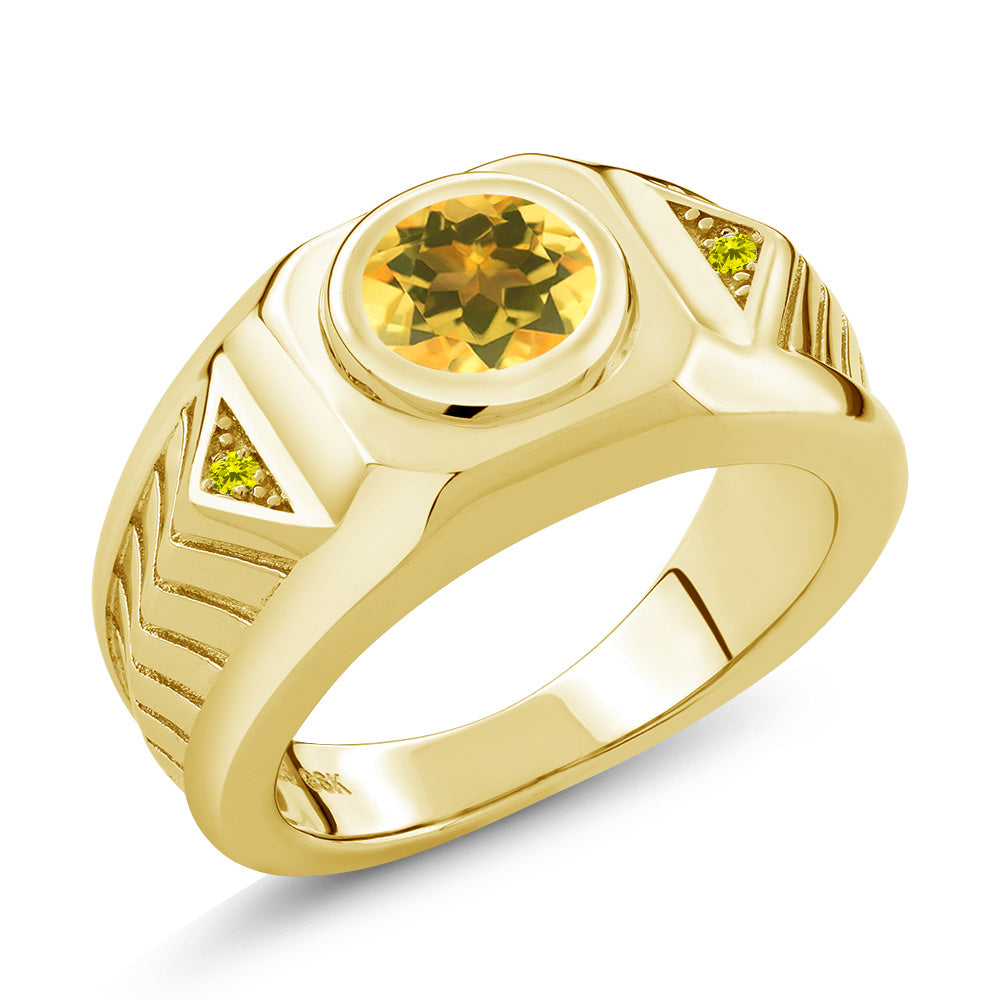 Citrine - November_11_Ring in 925 Yellow Gold Plated Silver