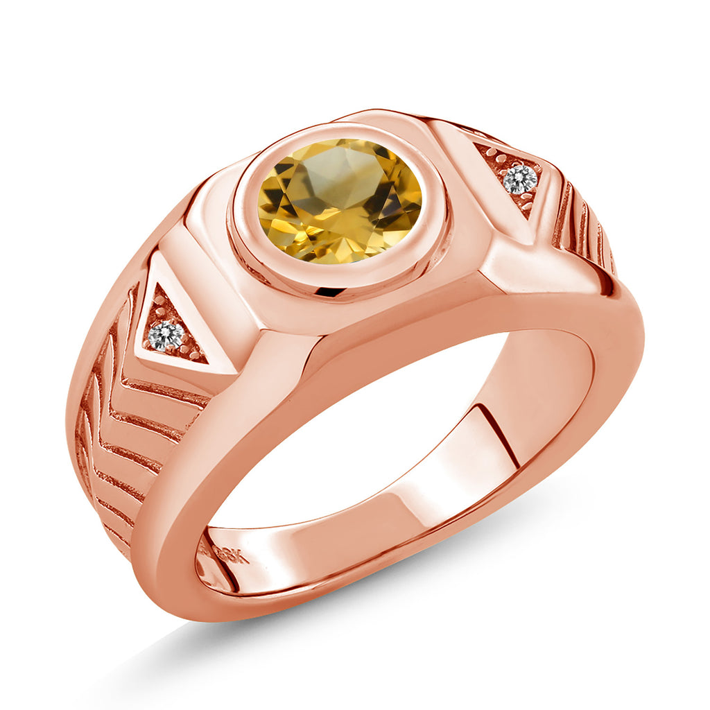 Citrine - November_11_Ring in 925 Rose Gold Plated Silver