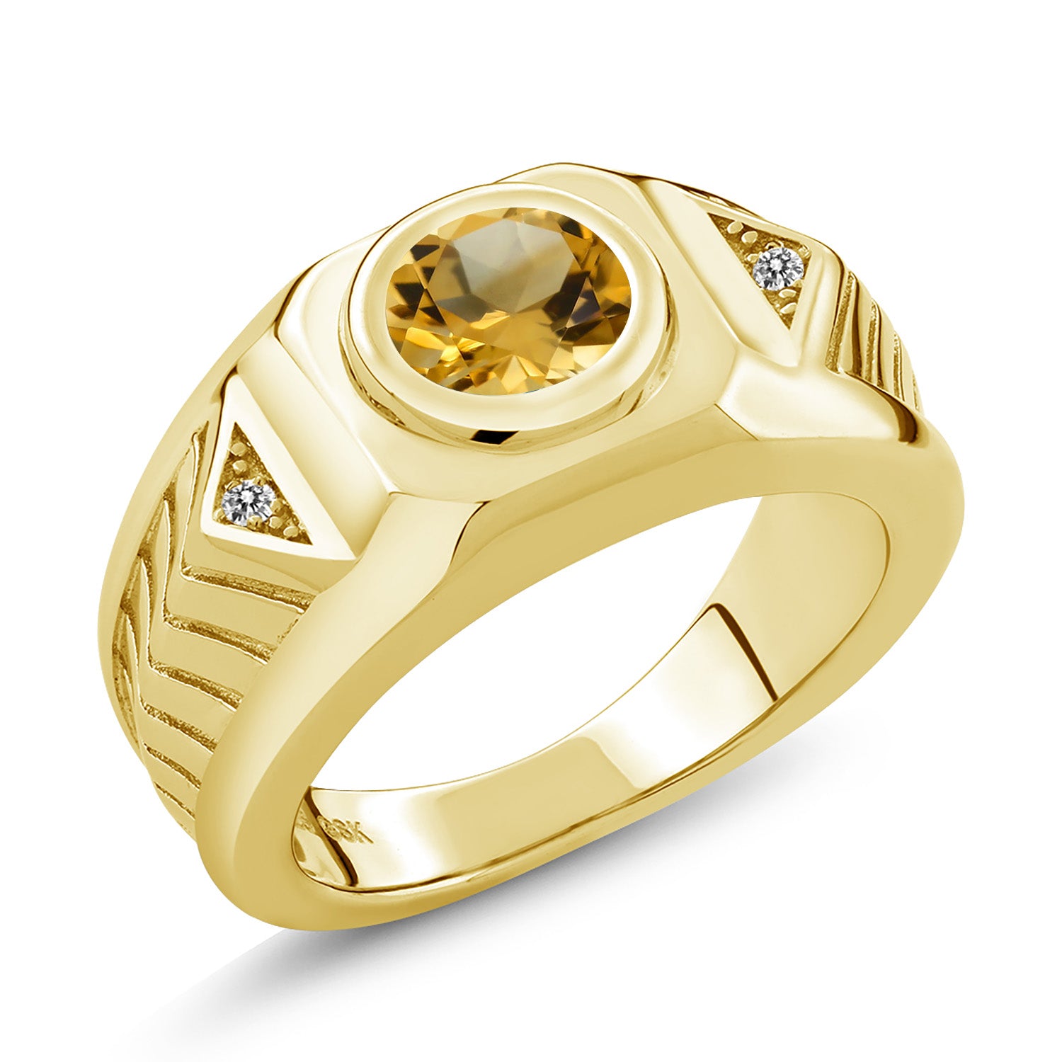 Citrine - November_13_Ring in 925 Yellow Gold Plated Silver