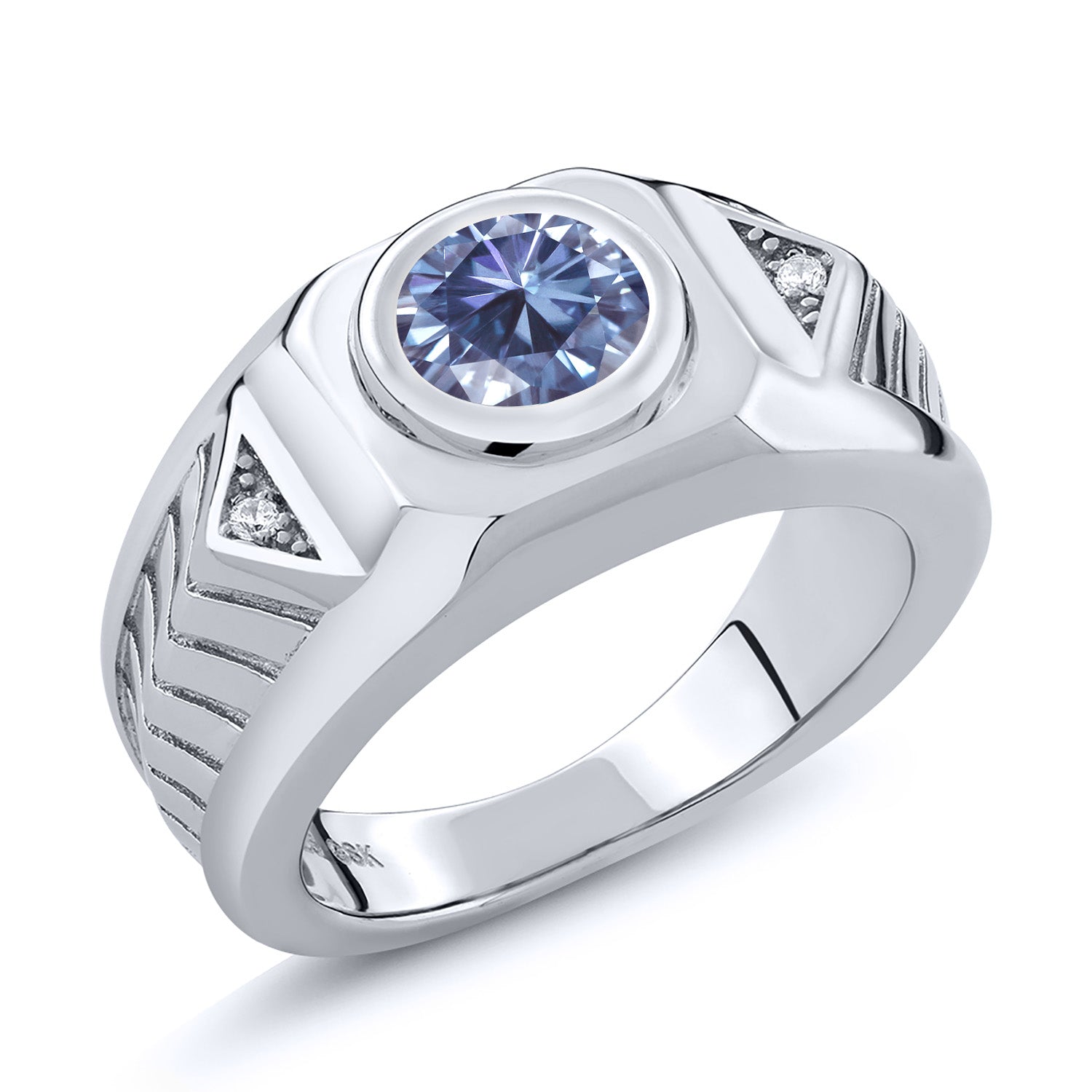 Persian Blue Moissanite - April_9_Ring in 925 Sterling Silver