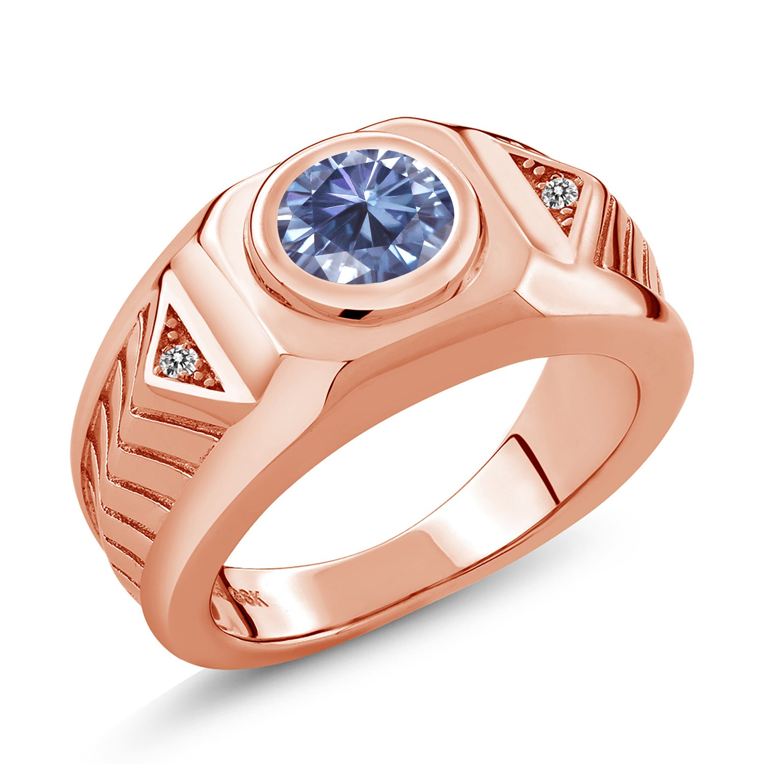Persian Blue Moissanite - April_10_Ring in 925 Rose Gold Plated Silver