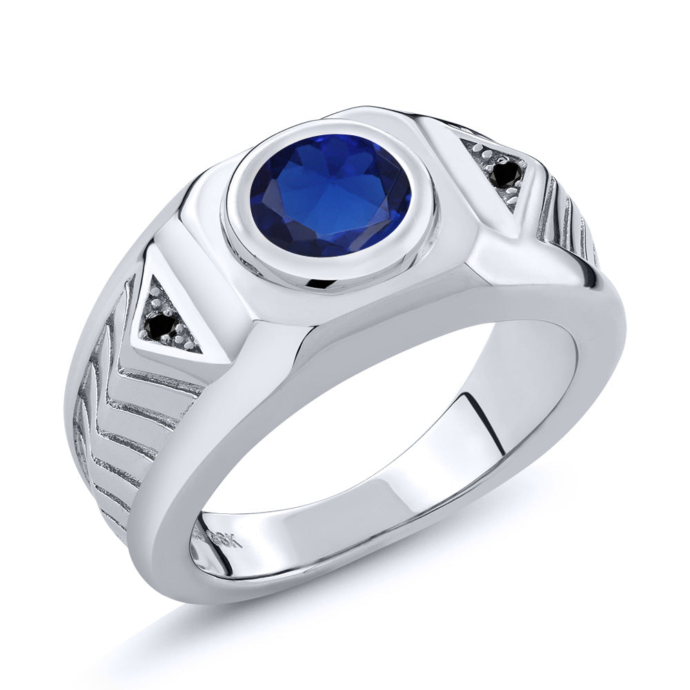 Blue Created Sapphire - September_7_Ring in 925 Sterling Silver