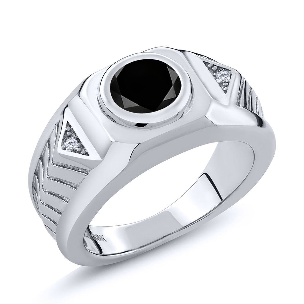 Black Diamond - April_8_Ring in 925 Sterling Silver