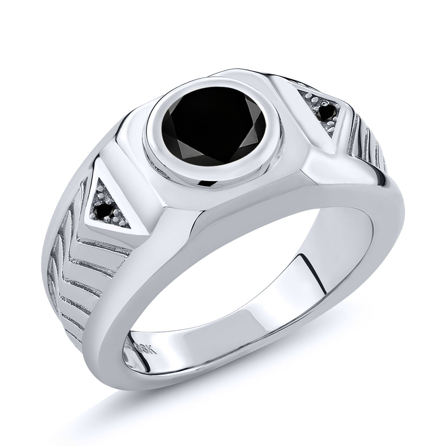 Black Diamond - April_8_Ring in 925 Sterling Silver