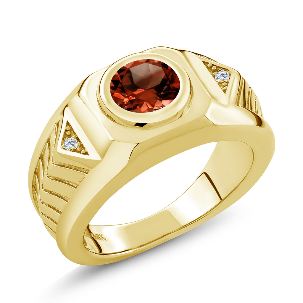 Garnet - January_10_Ring in 925 Yellow Gold Plated Silver