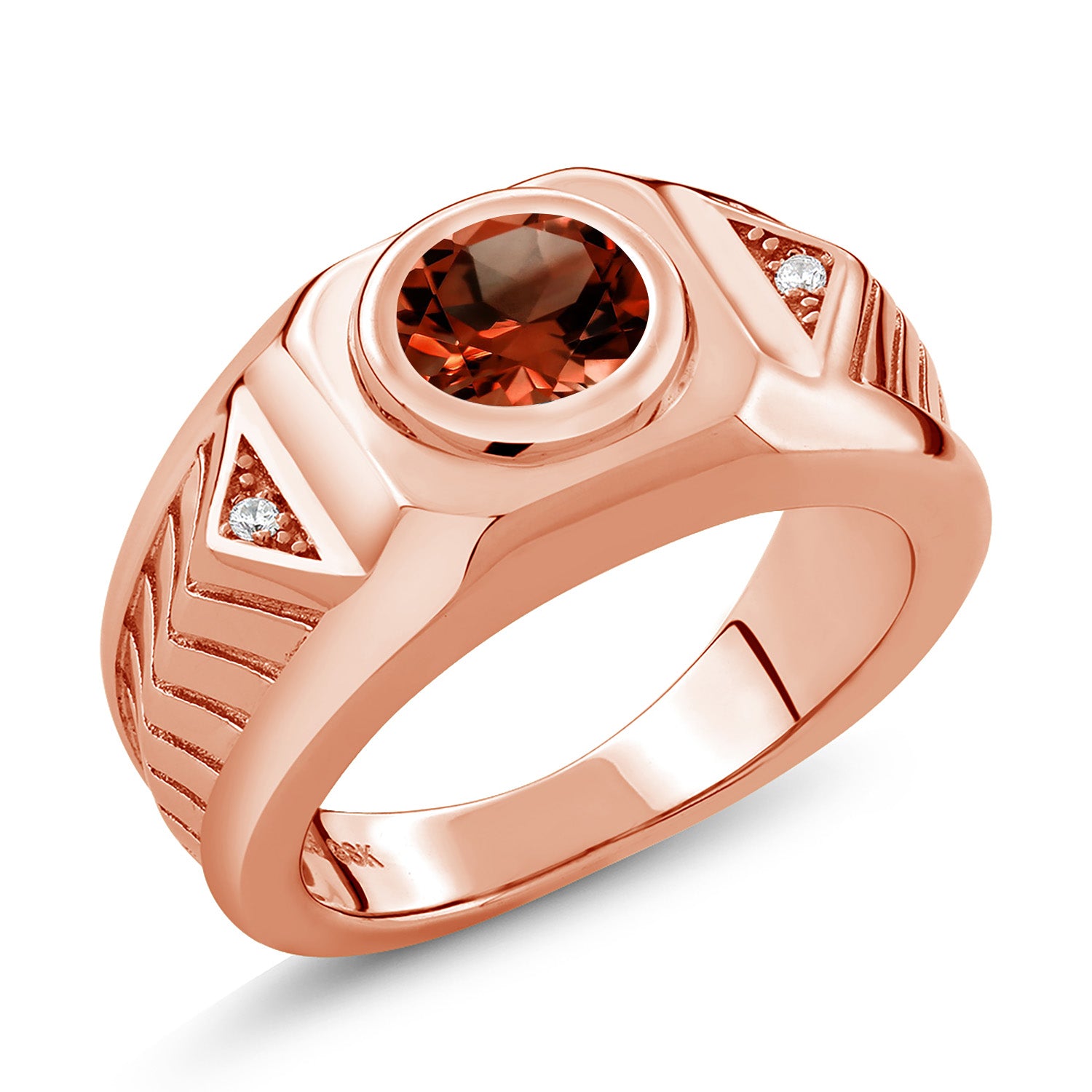Garnet - January_10_Ring in 925 Rose Gold Plated Silver