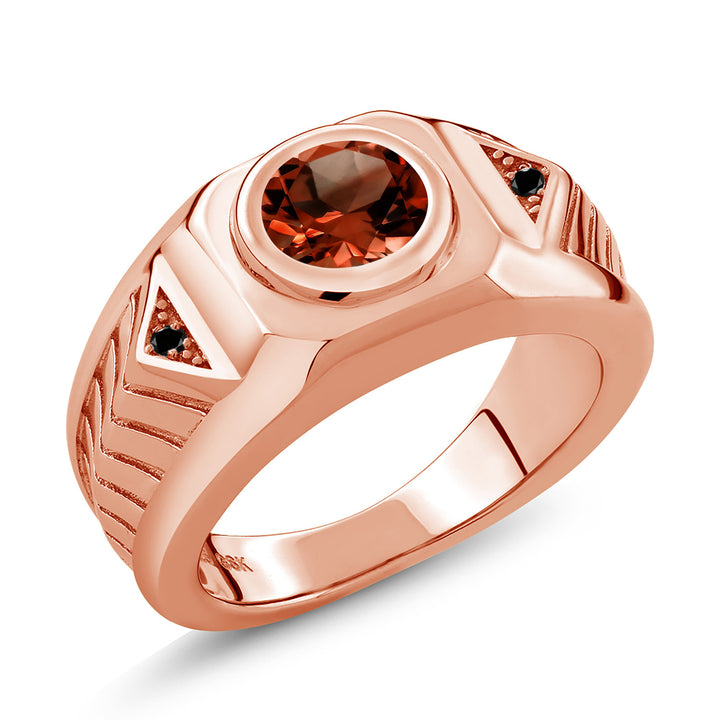 Garnet - January_8_Ring in 925 Rose Gold Plated Silver