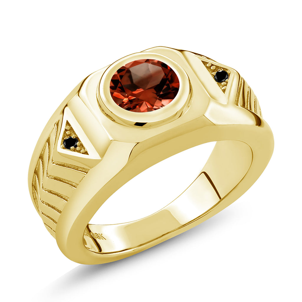Garnet - January_11_Ring in 925 Yellow Gold Plated Silver