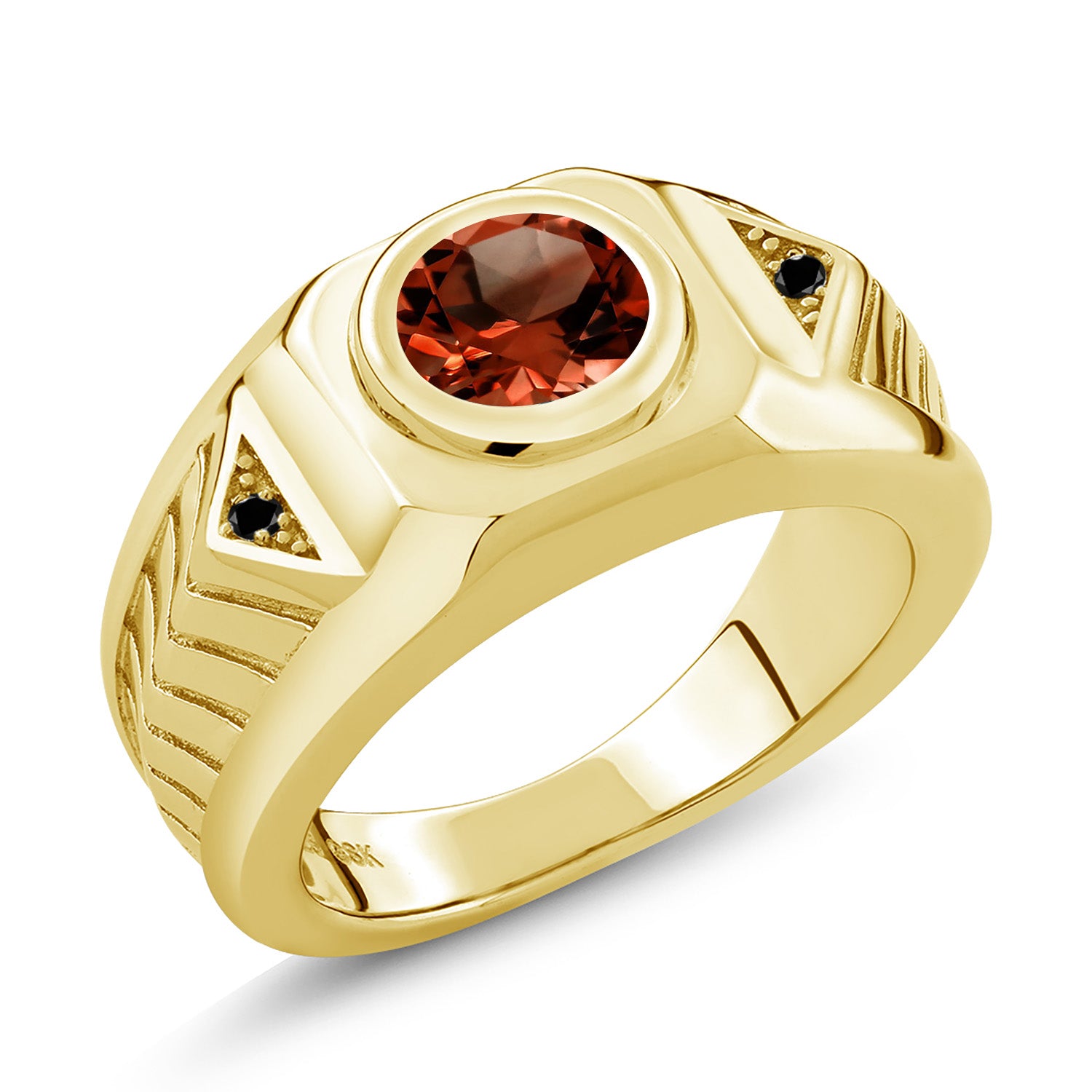 Garnet - January_9_Ring in 925 Yellow Gold Plated Silver