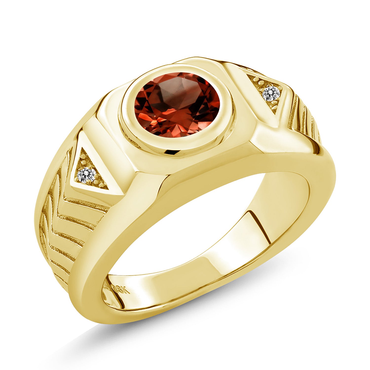 Garnet - January_7_Ring in 925 Yellow Gold Plated Silver