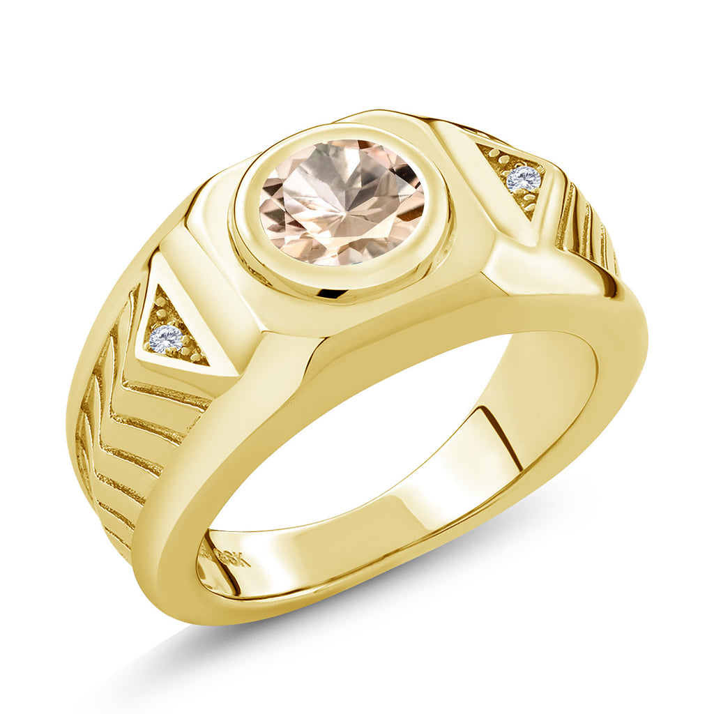 Morganite - October_8_Ring in 925 Yellow Gold Plated Silver