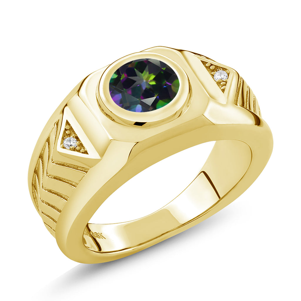 Green Mystic Topaz_9_Ring in 925 Yellow Gold Plated Silver